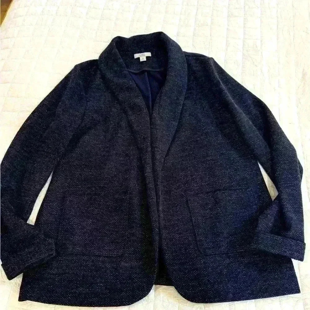 Croft & Barrow Blazer Jacket Womens Size Small Lightweight Blue Open Front Med